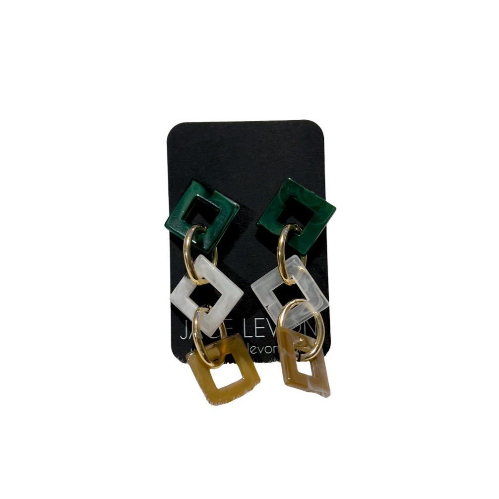 green and brown marble earrings