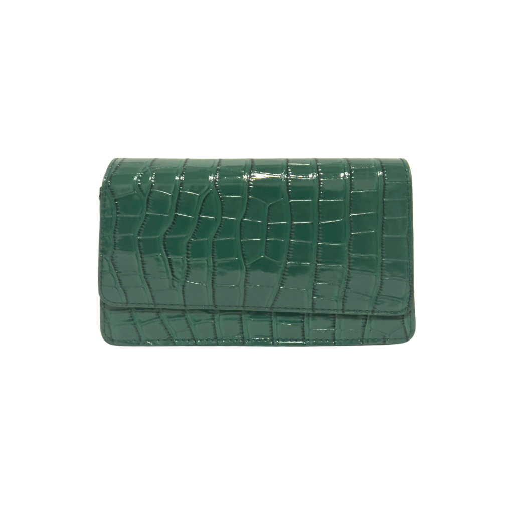 green leather shoulder bag