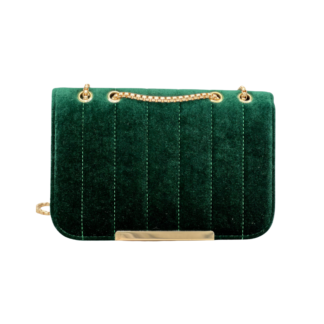 green velvet shoulder bag