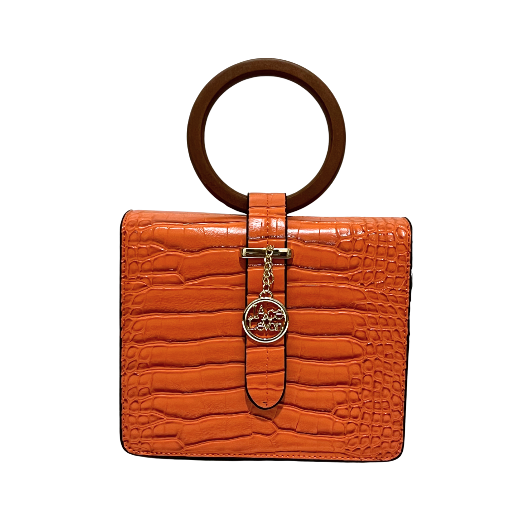 orange top handle handbag