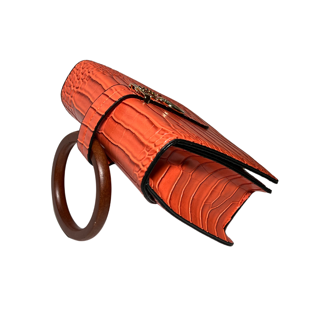 orange top handle handbag