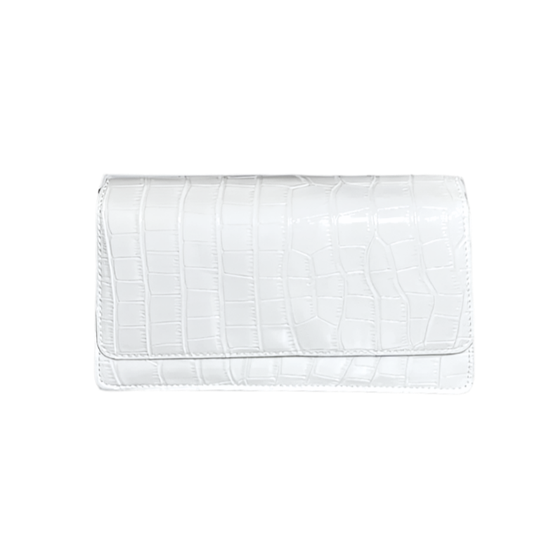 white leather handbag