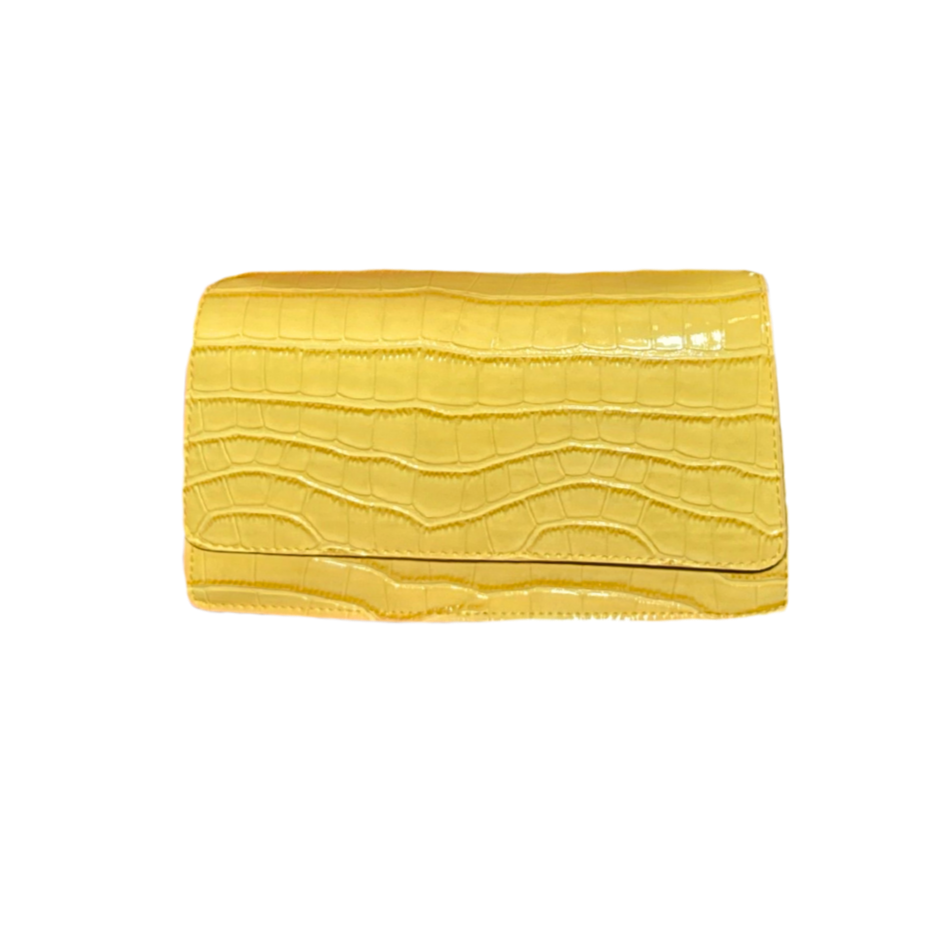 yellow leather handbag